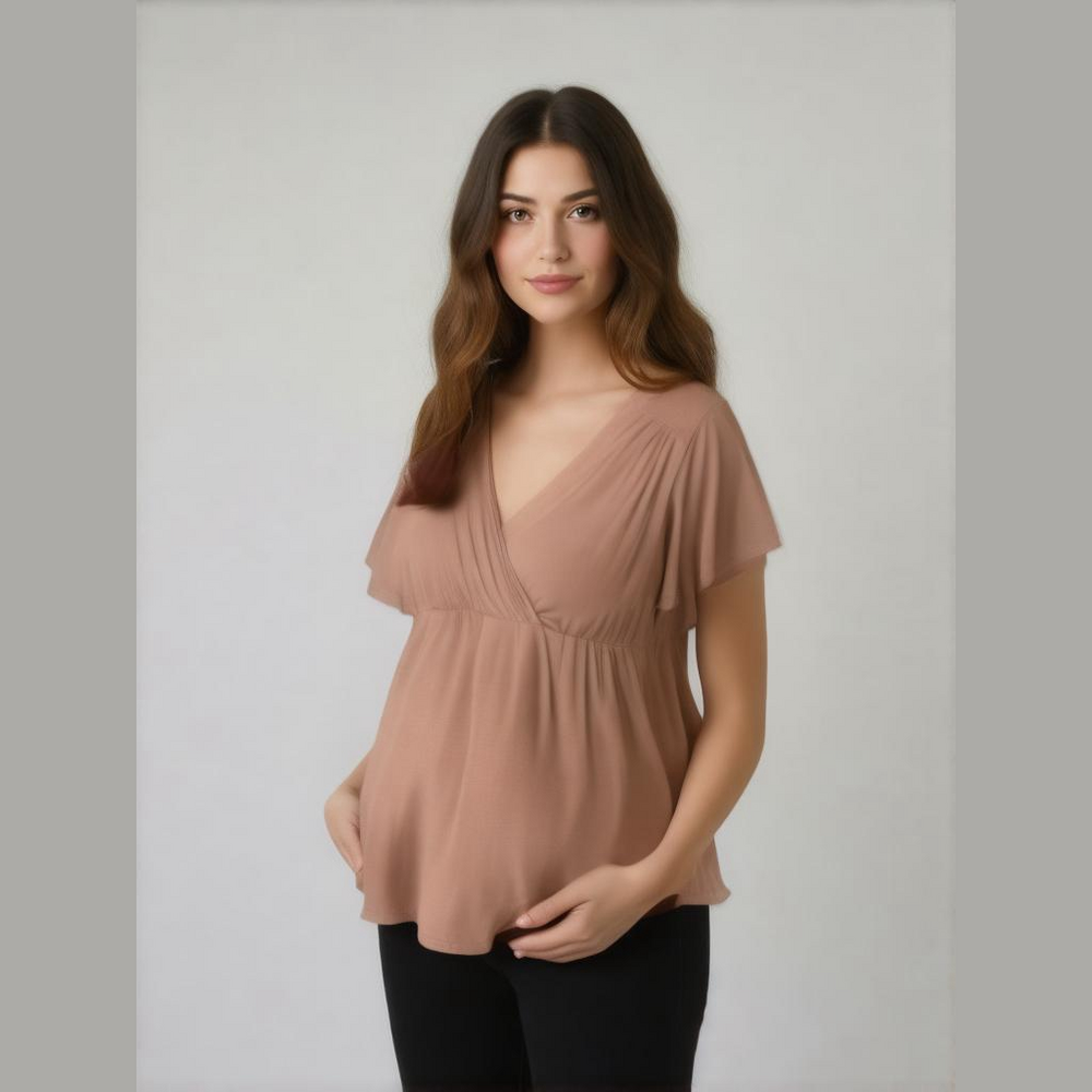 Flutter Short Sleeve Knit Maternity Top